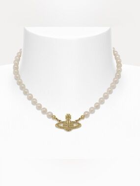 Vivienne Westwood Gold Mini Bas Relief Pearl Choker